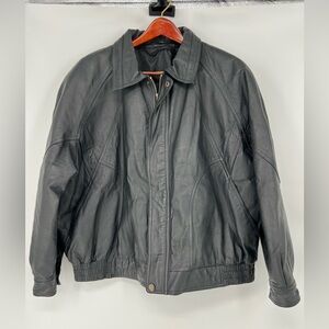 GREAT SEAL OF OKLAHOMA VINTAGE BLACK LEATHER BOMBER‎ JACKET